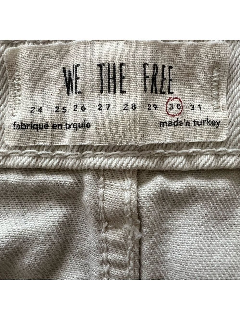 We The Free Women's Khaki Denim Mini Skirt Size 30 Casual Distressed Frayed Hem - Picture 3 of 14